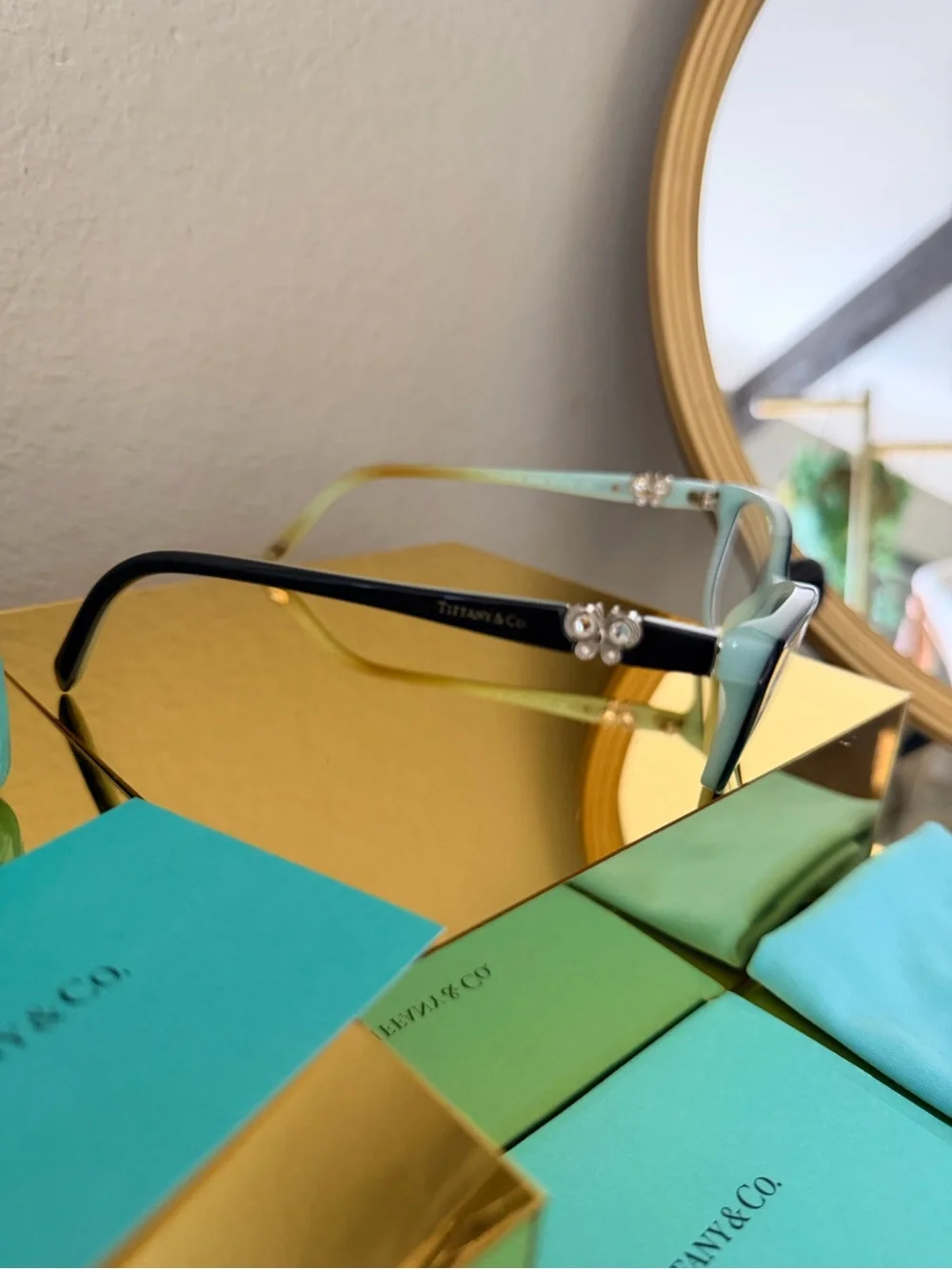 Tiffany & Co TF2051-B 8055 Eyeglass Frames 51-16 135 Blue Butterfly w/ Case